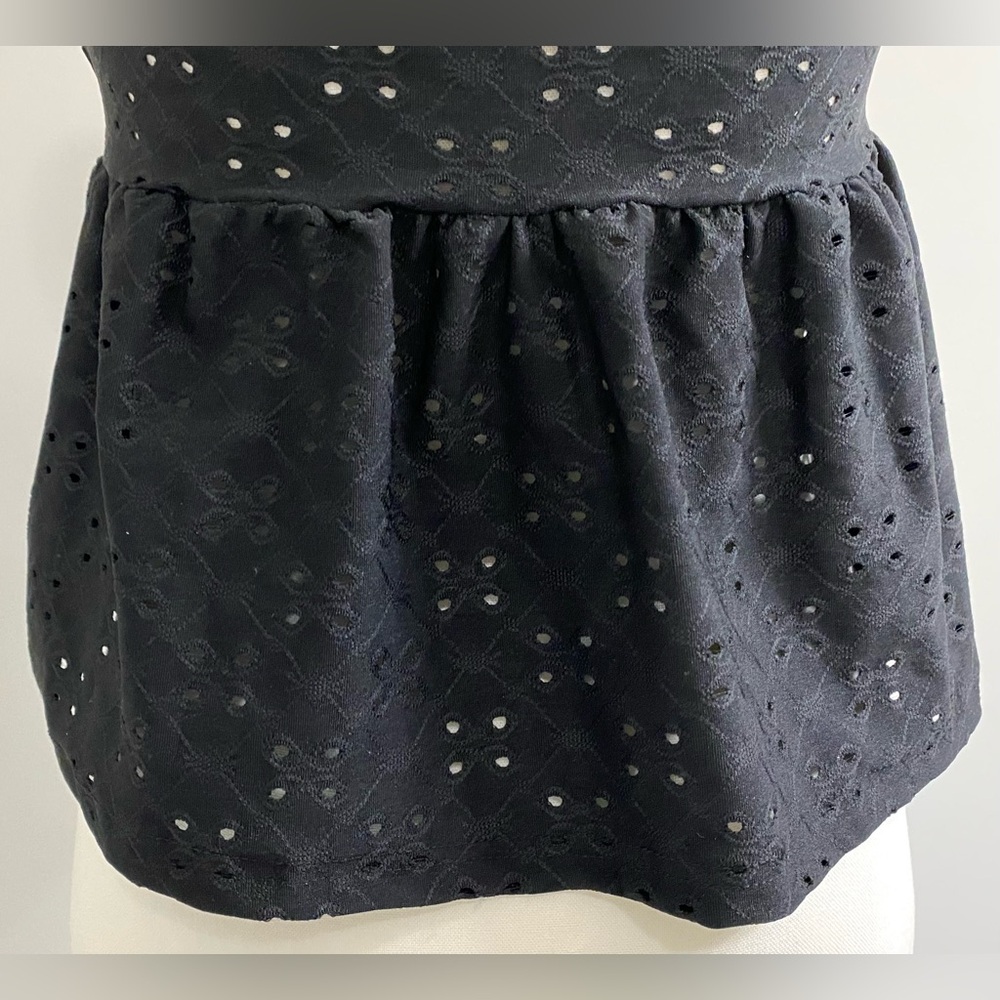 SHEIN Womens M Solid Black Eyelet Lace Strapless Crop Top Boho Y2K Minimalist - Picture 7 of 14